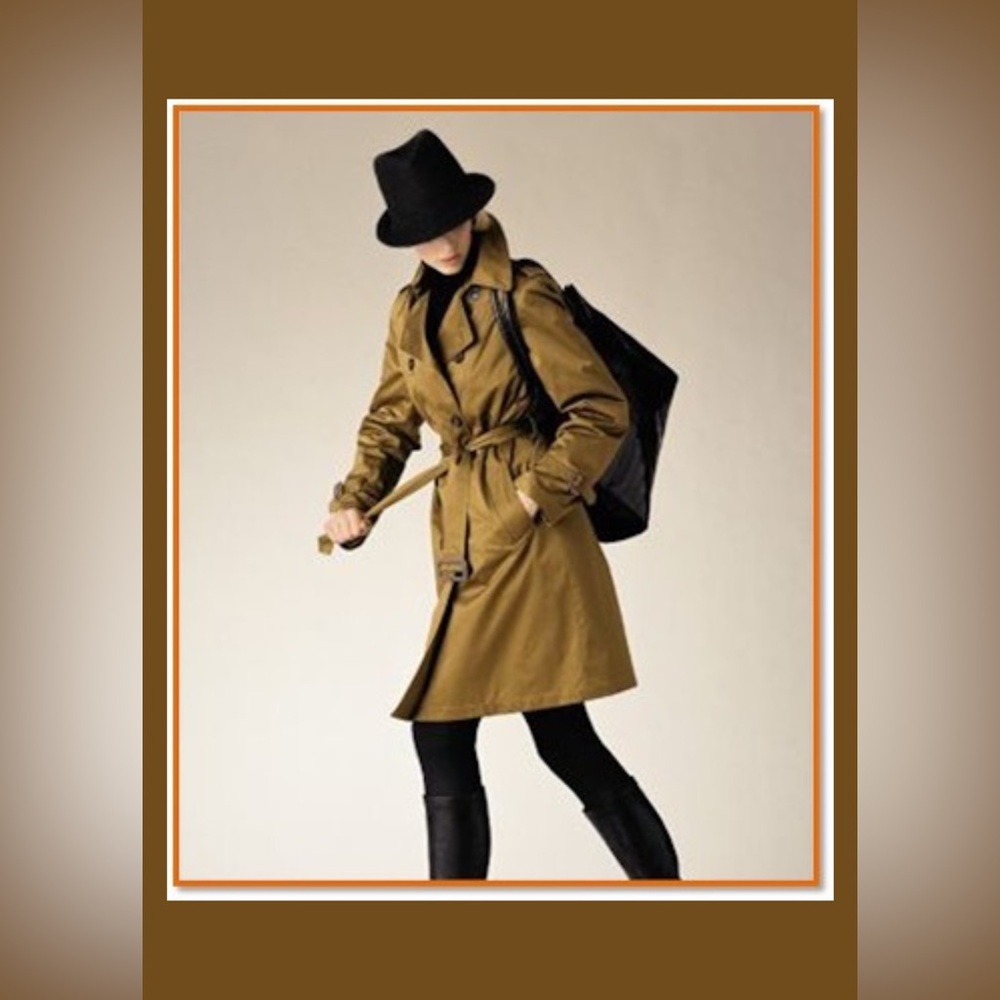 Dana Buchman Y2K Chic Liquid Bronze Metallic Trench Coat Fleece Lined Size Large